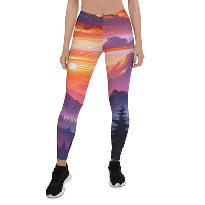 Ölgemälde der Alpenlandschaft im ätherischen Sonnenuntergang, himmlische Farbtöne - Leggings (All-Over Print) berge xxx yyy zzz XL