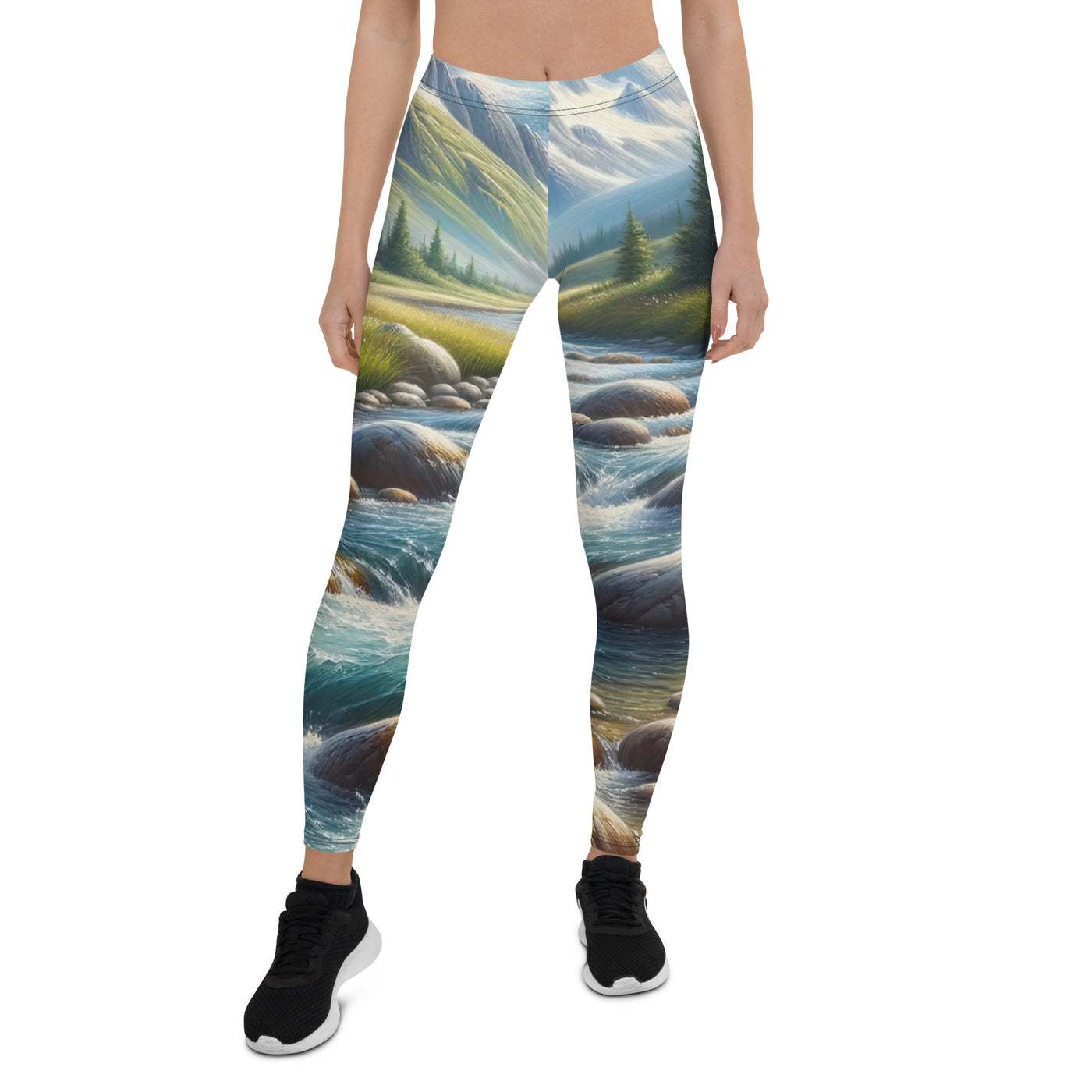 Ölgemälde eines Gebirgsbachs durch felsige Landschaft - Leggings (All-Over Print) berge xxx yyy zzz XL