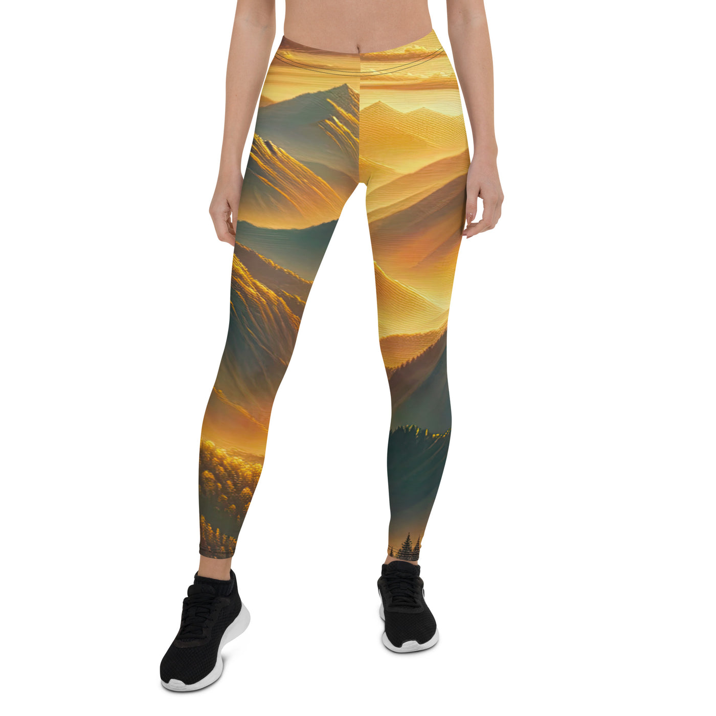 Ölgemälde der Berge in der goldenen Stunde, Sonnenuntergang über warmer Landschaft - Leggings (All-Over Print) berge xxx yyy zzz XL