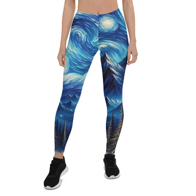 Sternennacht-Stil Ölgemälde der Alpen, himmlische Wirbelmuster - Leggings (All-Over Print) berge xxx yyy zzz XL