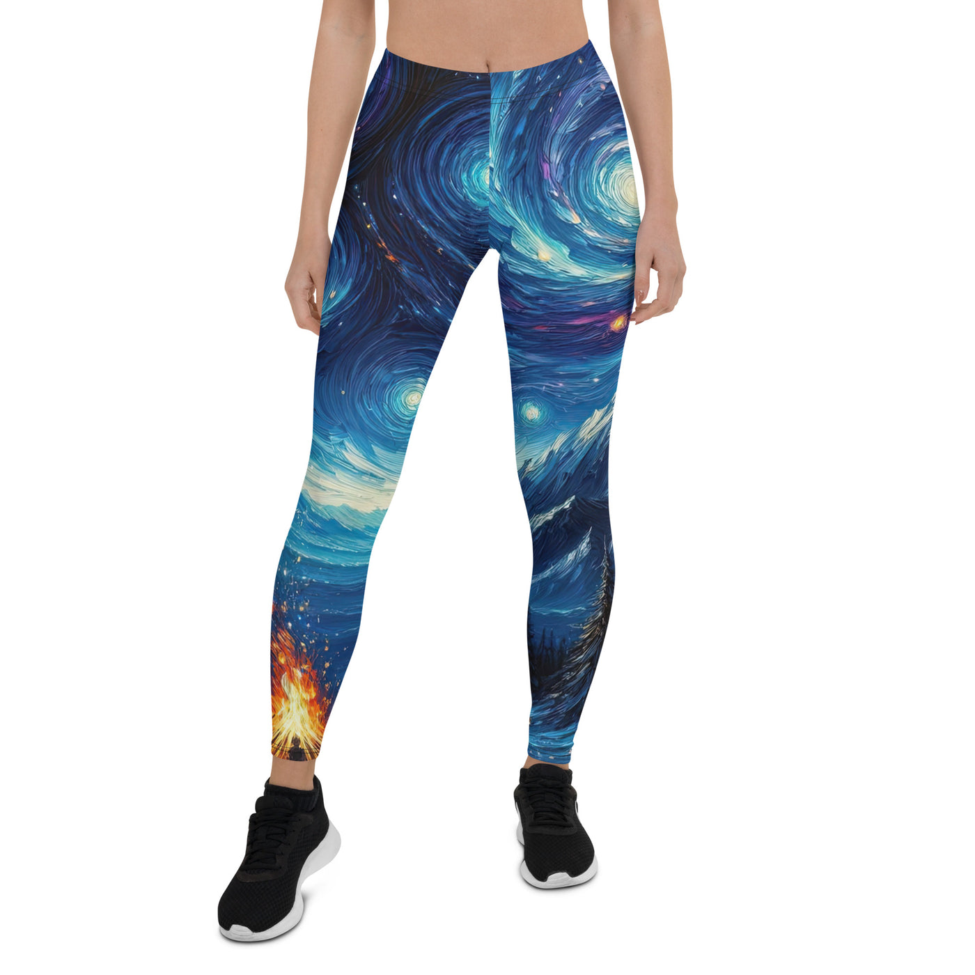 Sternennacht über den Alpen inspiriertes Ölgemälde, mystischer Nachthimmel in Blau - Leggings (All-Over Print) camping xxx yyy zzz XL