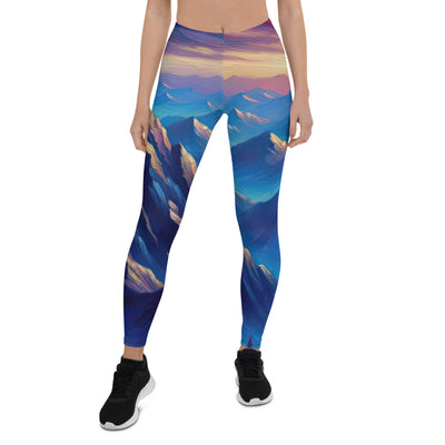 Ölgemälde eines ruhigen Alpenabends mit Bergsteigersilhouette auf dem Gipfel - Leggings (All-Over Print) wandern xxx yyy zzz XL