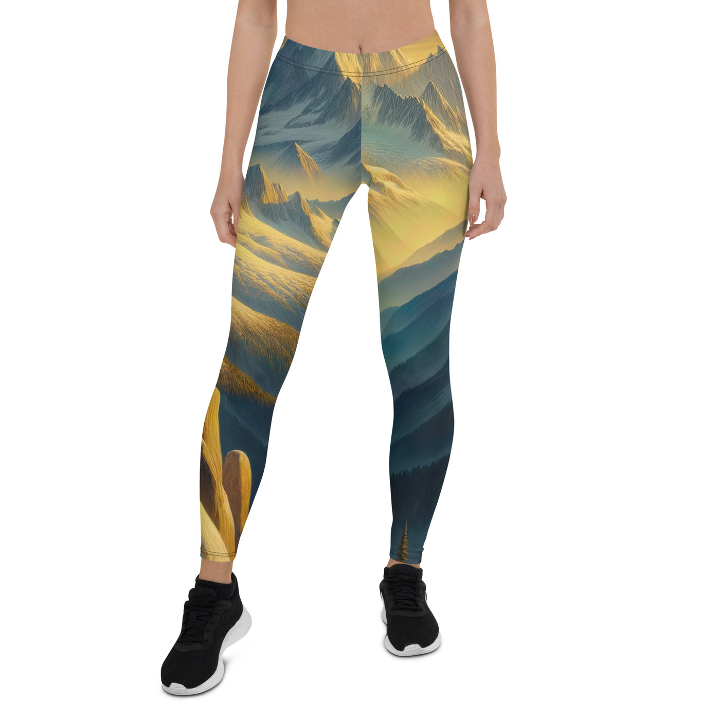 Ölgemälde eines Wanderers bei Morgendämmerung auf Alpengipfeln mit goldenem Sonnenlicht - Leggings (All-Over Print) wandern xxx yyy zzz XL