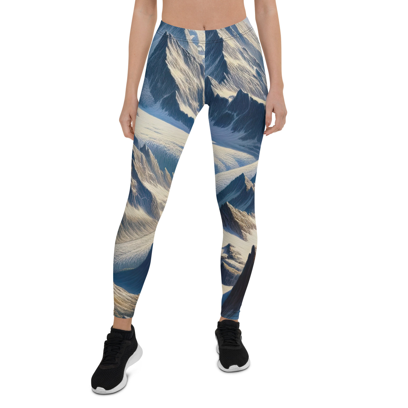 Ölgemälde der Alpen mit hervorgehobenen zerklüfteten Geländen im Licht und Schatten - Leggings (All-Over Print) berge xxx yyy zzz XL