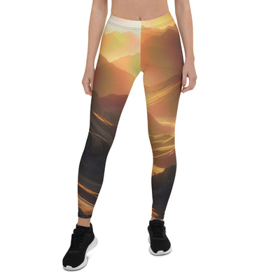 Foto der goldenen Stunde in den Bergen mit warmem Schein über zerklüftetem Gelände - Leggings (All-Over Print) berge xxx yyy zzz XL