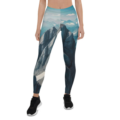 Foto der Alpen mit Gipfelkreuz an einem klaren Tag, schneebedeckte Spitzen vor blauem Himmel - Leggings (All-Over Print) berge xxx yyy zzz XL