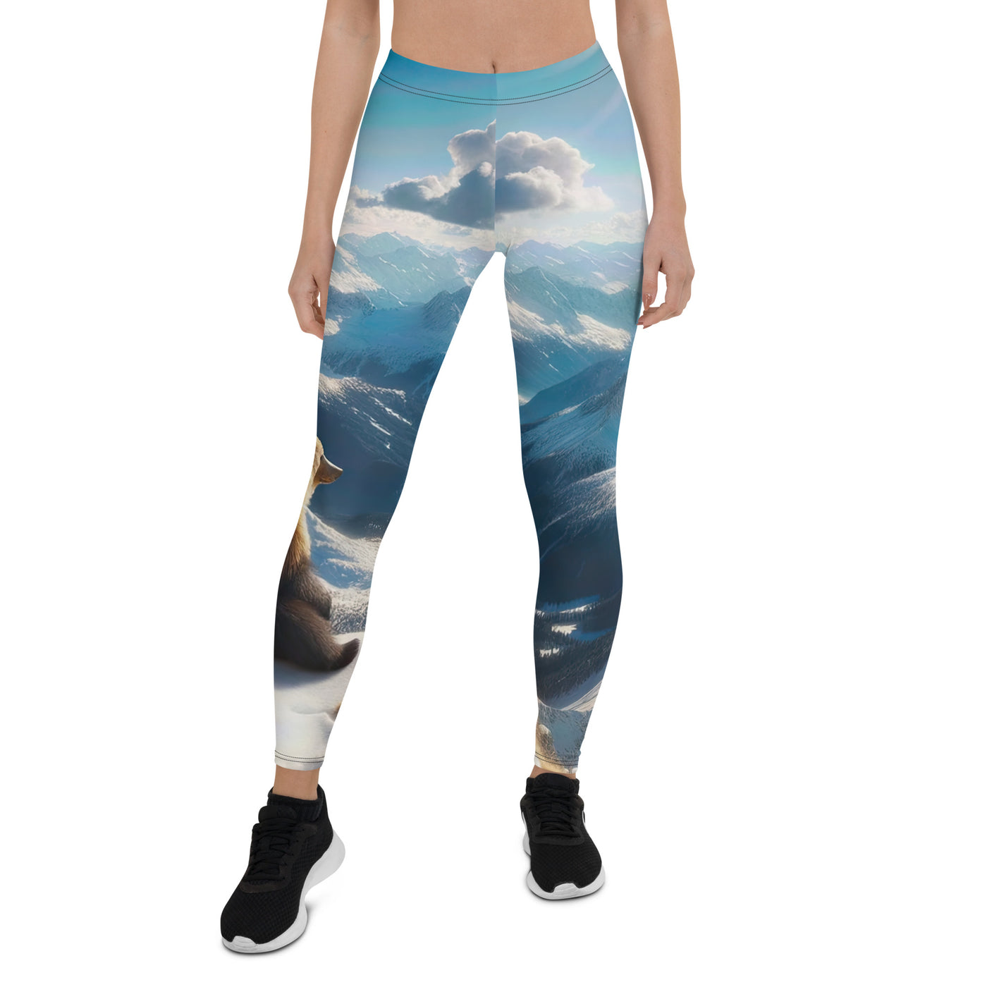 Foto der Alpen im Winter mit Bären auf dem Gipfel, glitzernder Neuschnee unter der Sonne - Leggings (All-Over Print) camping xxx yyy zzz XL