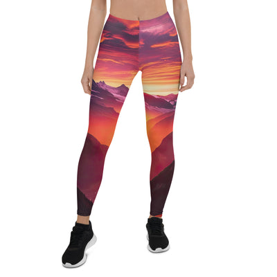 Foto der Schweizer Alpen im Sonnenuntergang, Himmel in surreal glänzenden Farbtönen - Leggings (All-Over Print) wandern xxx yyy zzz XL