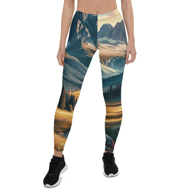 Quadratisches Kunstwerk der Alpen, majestätische Berge unter goldener Sonne - Leggings (All-Over Print) berge xxx yyy zzz XL