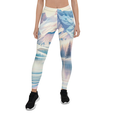 Aquarell eines klaren Alpenmorgens, Boot auf Bergsee in Pastelltönen - Leggings (All-Over Print) berge xxx yyy zzz XL