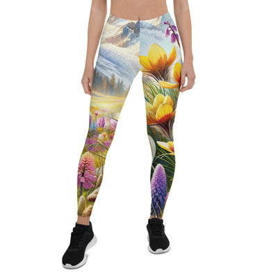 Aquarell einer ruhigen Almwiese, farbenfrohe Bergblumen in den Alpen - Leggings (All-Over Print) berge xxx yyy zzz XL