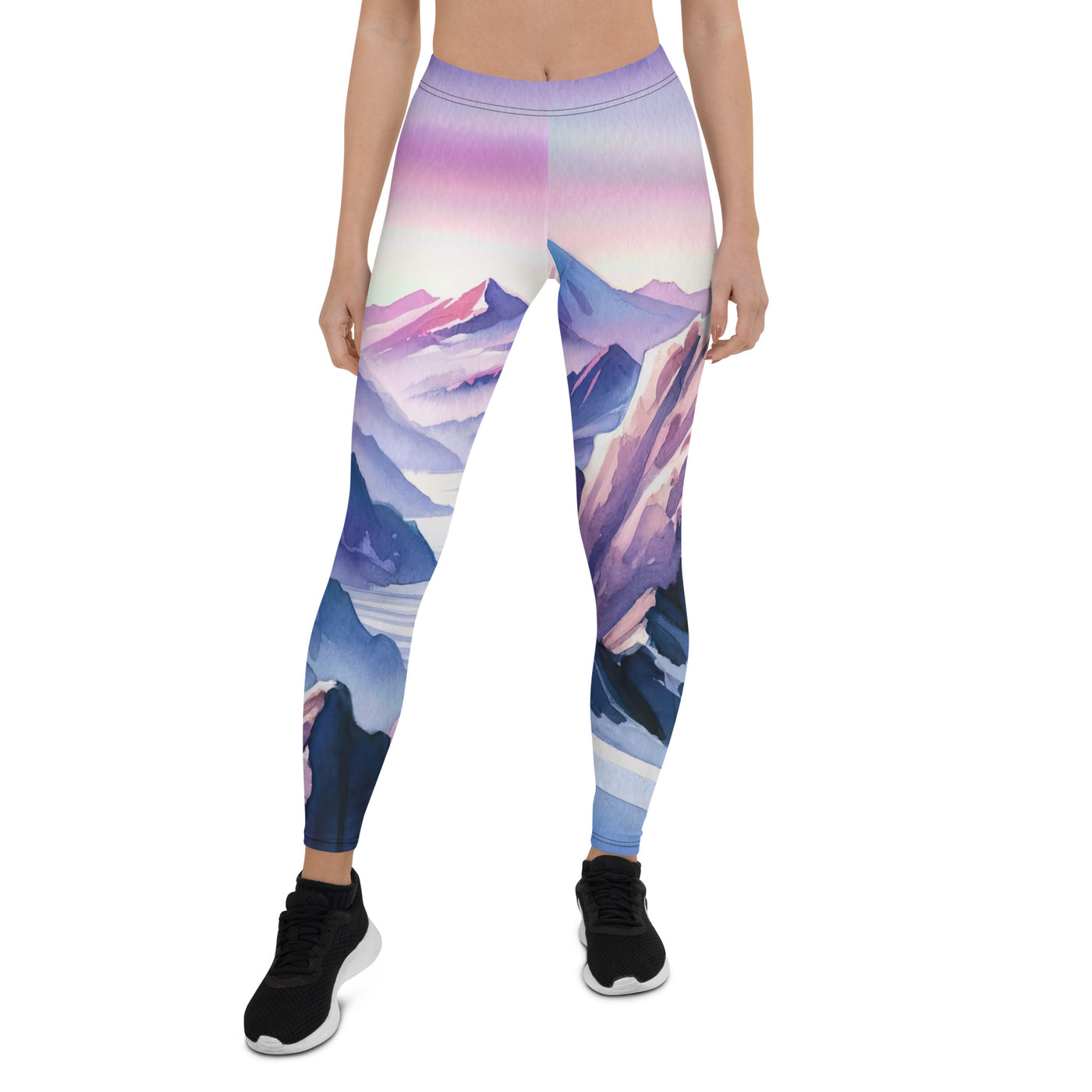 Aquarell eines Bergsteigers auf einem Alpengipfel in der Abenddämmerung - Leggings (All-Over Print) wandern xxx yyy zzz XL