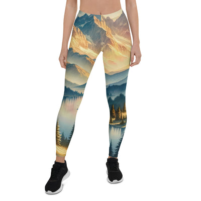 Aquarell der Alpenpracht bei Sonnenuntergang, Berge im goldenen Licht - Leggings (All-Over Print) berge xxx yyy zzz XL