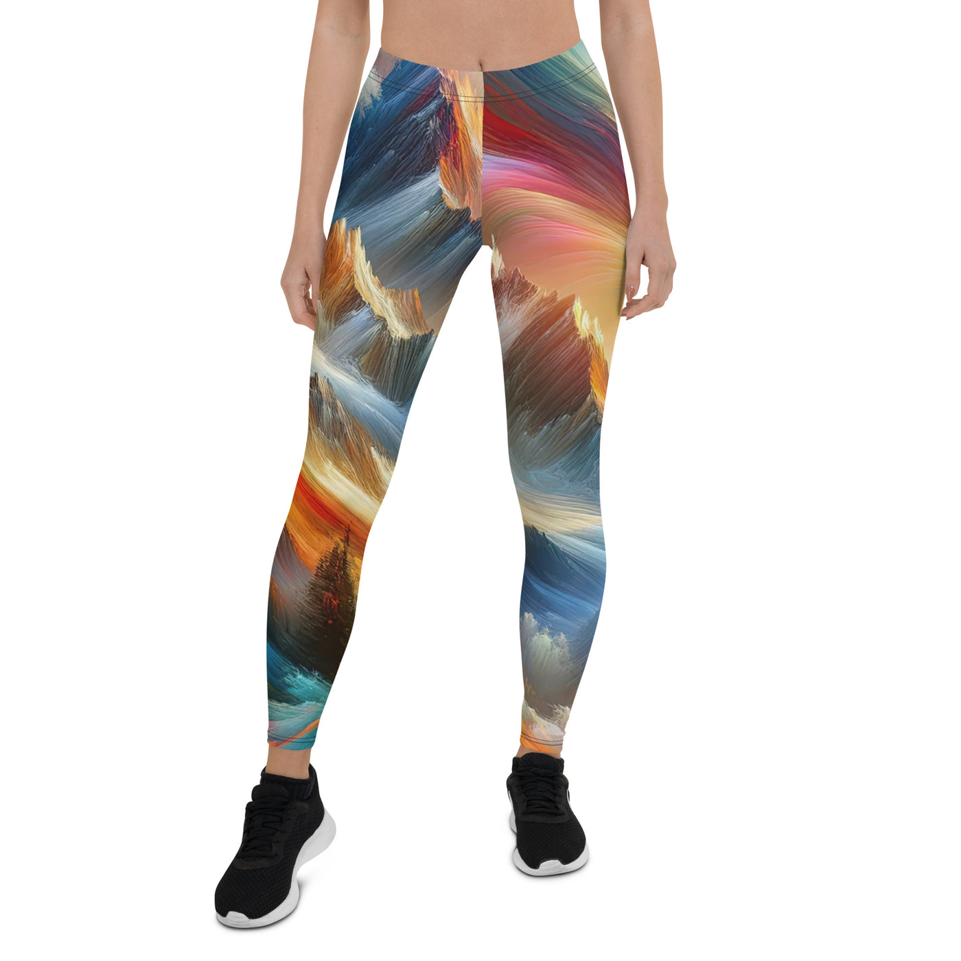 Lebendige abstrakte Alpendarstellung in populärem Kunststil - Leggings (All-Over Print) berge xxx yyy zzz XL