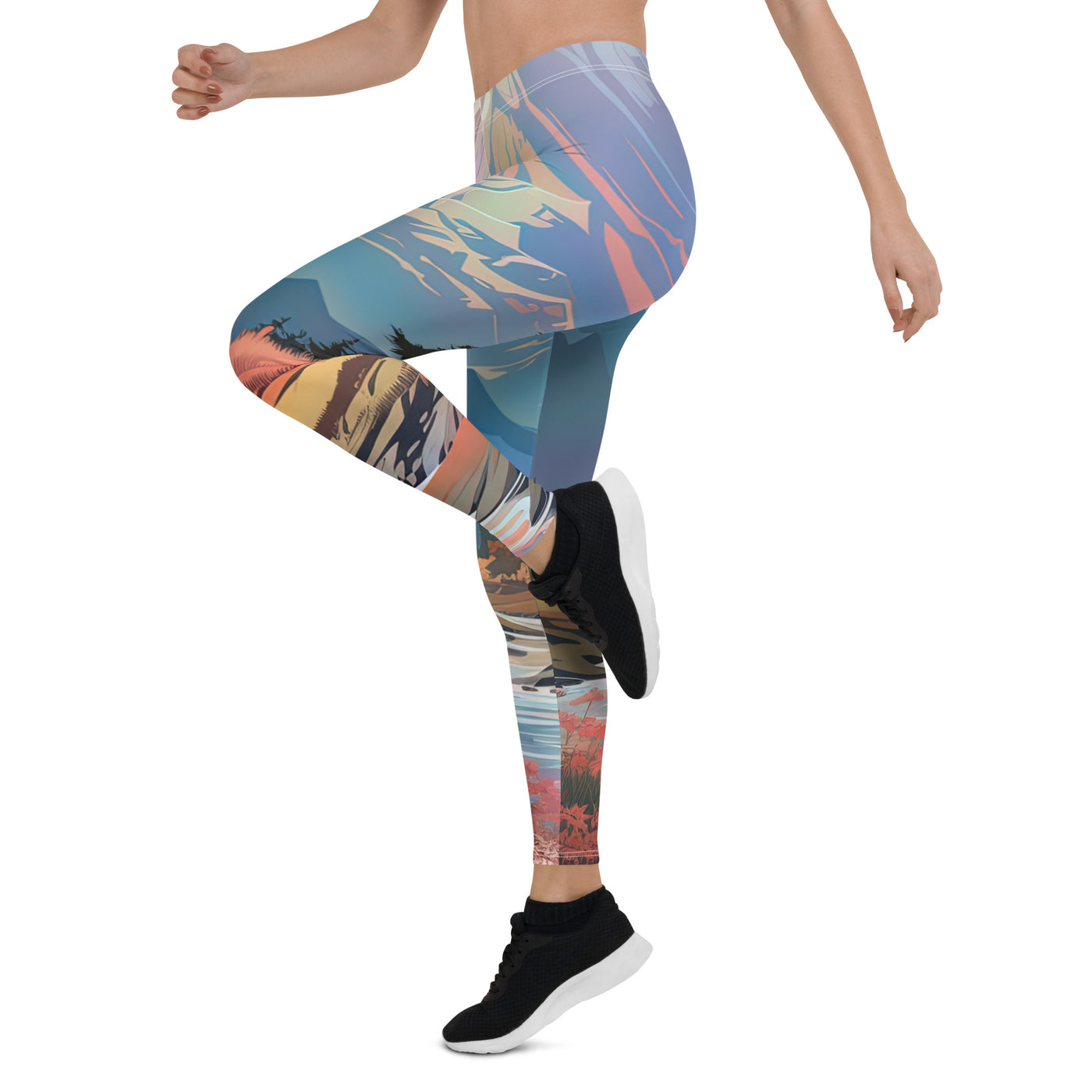 Berge. Fluss und Blumen - Malerei - Leggings (All-Over Print) berge xxx