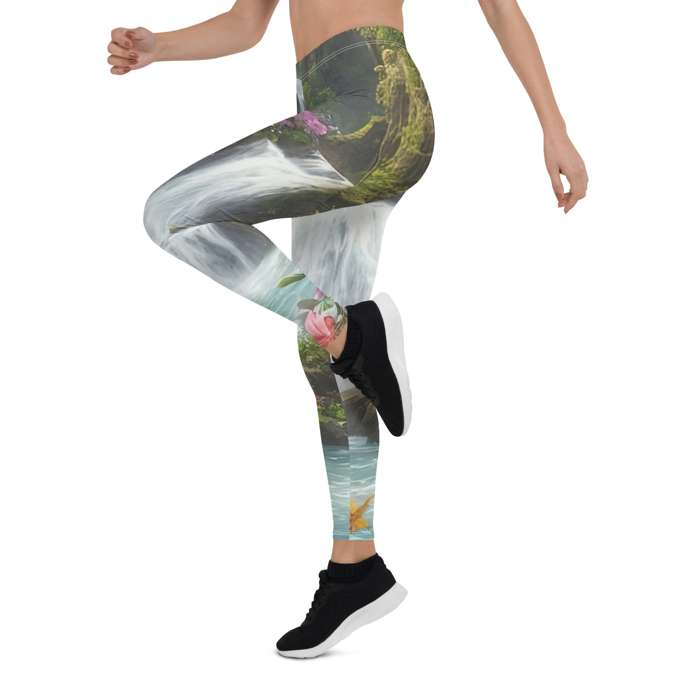 Wasserfall im Wald und Blumen - Schöne Malerei - Leggings (All-Over Print) camping xxx