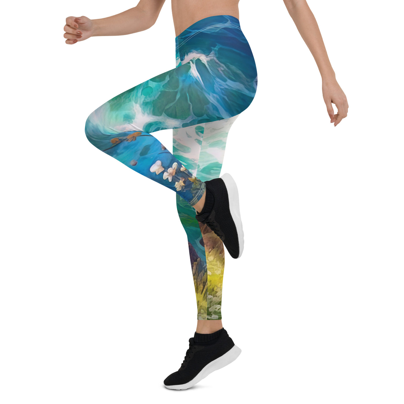 Berge, Blumen, Fluss und Steine - Malerei - Leggings (All-Over Print) camping xxx