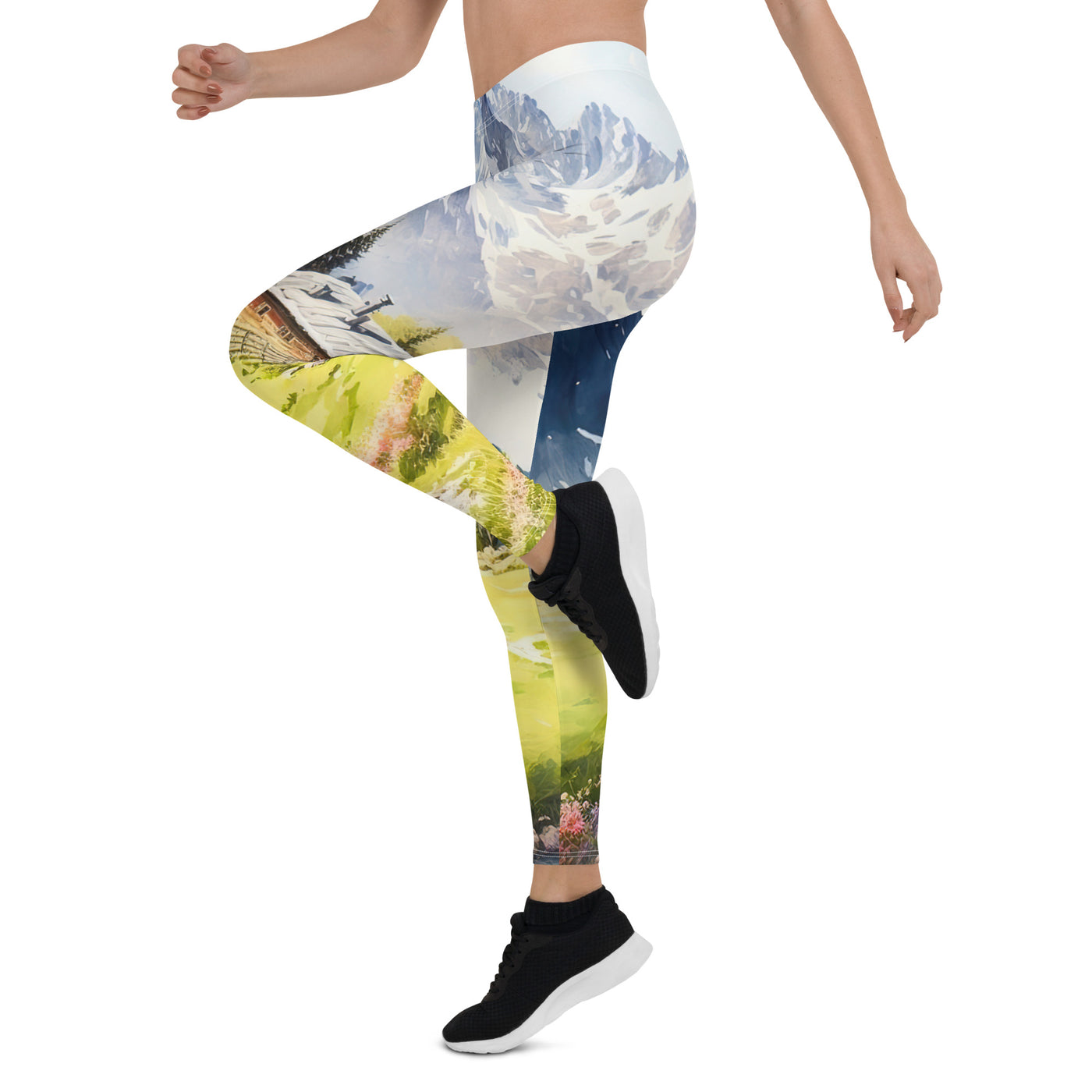 Epische Berge und Berghütte - Landschaftsmalerei - Leggings (All-Over Print) berge xxx