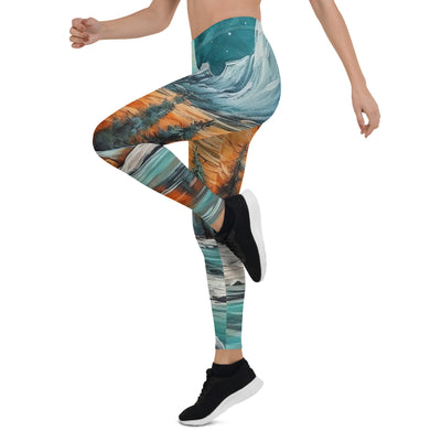 Berglandschaft und Zelte - Nachtstimmung - Landschaftsmalerei - Leggings (All-Over Print) camping xxx