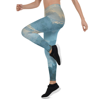 Schöne Berge mit Nebel bedeckt - Ölmalerei - Leggings (All-Over Print) berge xxx