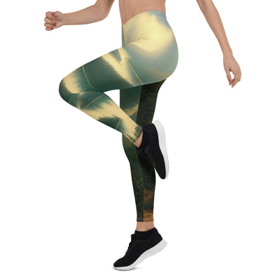 Landschaft mit Bergen, See und viel grüne Natur - Malerei - Leggings (All-Over Print) berge xxx