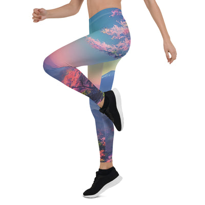 Berg und Wald mit pinken Bäumen - Landschaftsmalerei - Leggings (All-Over Print) berge xxx