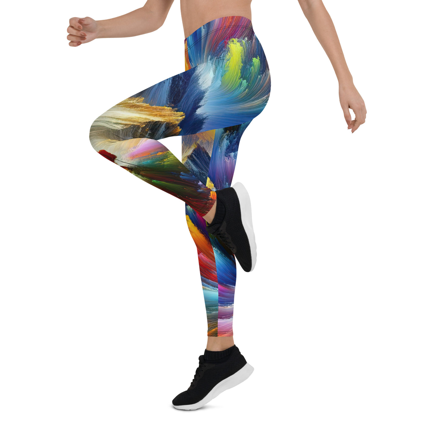 Alpen im Farbsturm mit erleuchtetem Wanderer - Abstrakt - Leggings (All-Over Print) wandern xxx yyy zzz