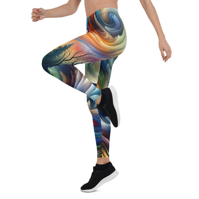 Alpen Abstraktgemälde mit Wolf Silhouette in lebhaften Farben (AN) - Leggings (All-Over Print) xxx yyy zzz