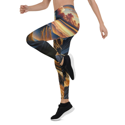 Alpen in Abenddämmerung: Acrylgemälde mit beleuchteten Berggipfeln - Leggings (All-Over Print) berge xxx yyy zzz