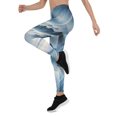 Wanderer und Bergsteiger im Schneesturm: Acrylgemälde der Alpen - Leggings (All-Over Print) wandern xxx yyy zzz