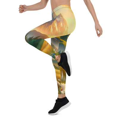 Heitere Alpenschönheit: Schneeberge und Wildblumenwiesen - Leggings (All-Over Print) berge xxx yyy zzz