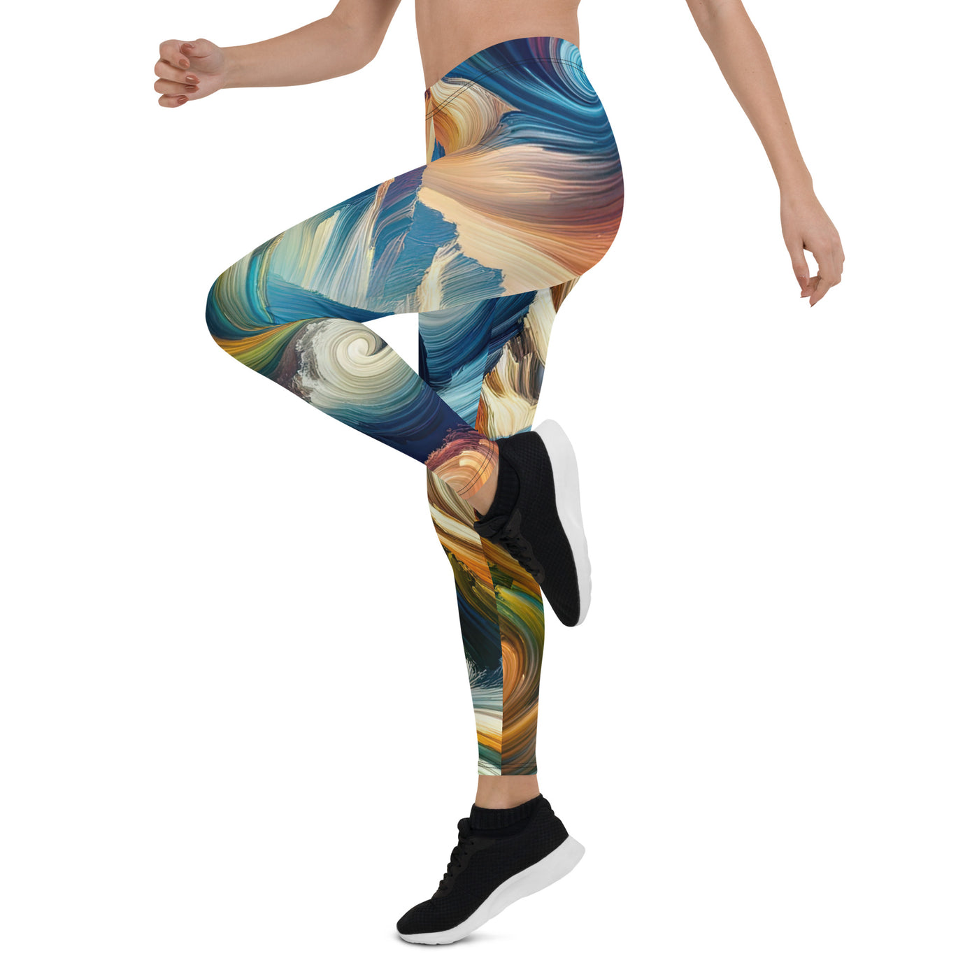 Abstrakte Kunst der Alpen mit lebendigen Farben und wirbelnden Mustern, majestätischen Gipfel und Täler - Leggings (All-Over Print) berge xxx yyy zzz