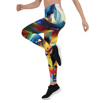 Neonfarbener Alpen Bär in abstrakten geometrischen Formen - Leggings (All-Over Print) camping xxx yyy zzz