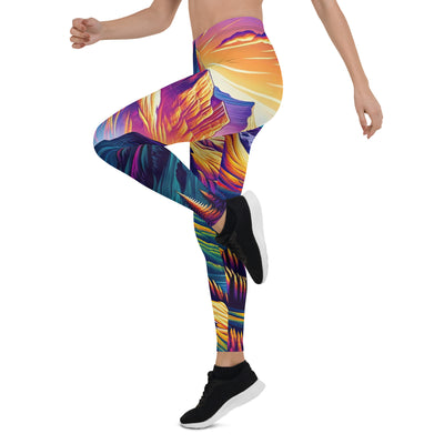 Bergpracht mit Schweizer Flagge: Farbenfrohe Illustration einer Berglandschaft - Leggings (All-Over Print) berge xxx yyy zzz