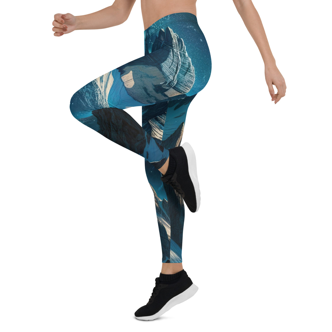 Fuchs in Alpennacht: Digitale Kunst der eisigen Berge im Mondlicht - Leggings (All-Over Print) camping xxx yyy zzz