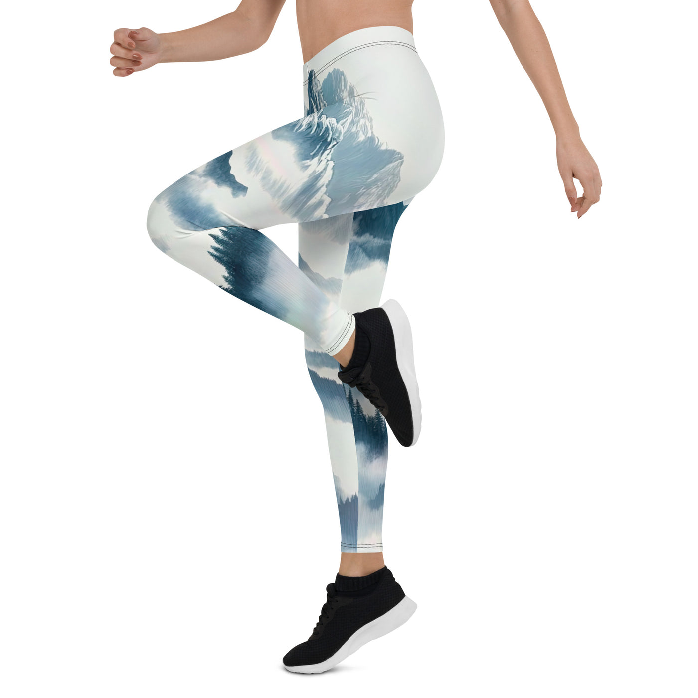 Nebeliger Alpenmorgen-Essenz, verdeckte Täler und Wälder - Leggings (All-Over Print) berge xxx yyy zzz