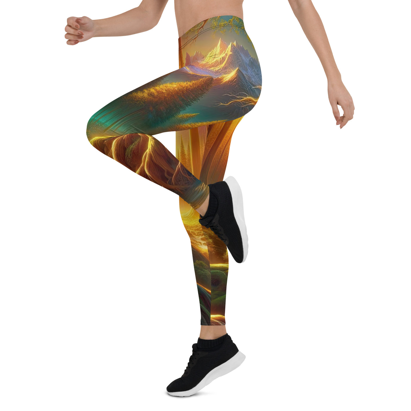 Golden-Stunde Alpenwald, Sonnenlicht durch Blätterdach - Leggings (All-Over Print) camping xxx yyy zzz