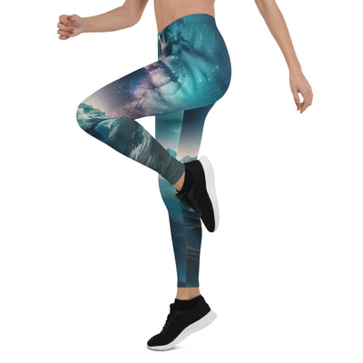 Alpennacht mit Milchstraße: Digitale Kunst mit Bergen und Sternenhimmel - Leggings (All-Over Print) wandern xxx yyy zzz