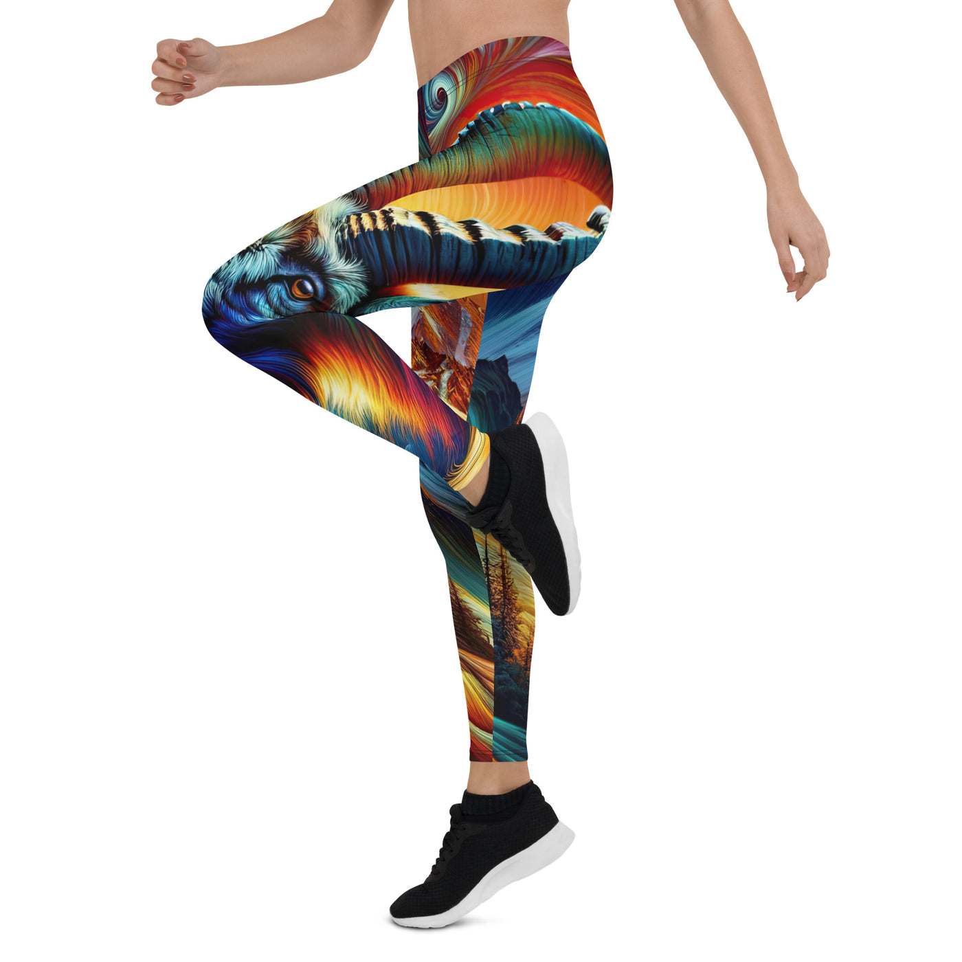 Digitale Kunst der Alpen, Landschaft mit wirbelnden, abstrakten Formen - Leggings (All-Over Print) berge xxx yyy zzz