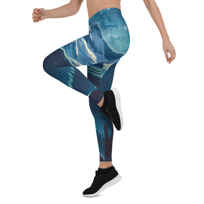 Legendäre Alpennacht, Mondlicht-Berge unter Sternenhimmel - Leggings (All-Over Print) berge xxx yyy zzz