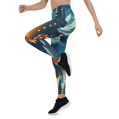 Mondhelle Schlossnacht in den Alpen, sternenklarer Himmel - Leggings (All-Over Print) berge xxx yyy zzz