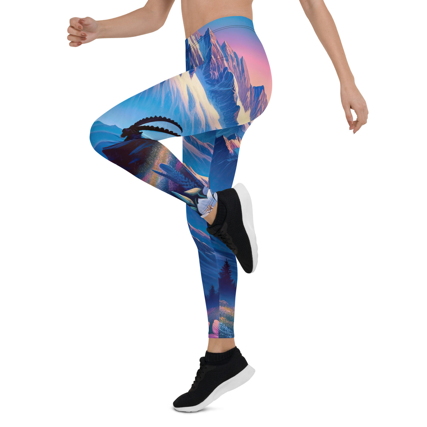 Steinbock bei Dämmerung in den Alpen, sonnengeküsste Schneegipfel - Leggings (All-Over Print) berge xxx yyy zzz