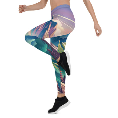 Harmonische Berglandschaft mit Schweizer Flagge auf Gipfel - Leggings (All-Over Print) berge xxx yyy zzz