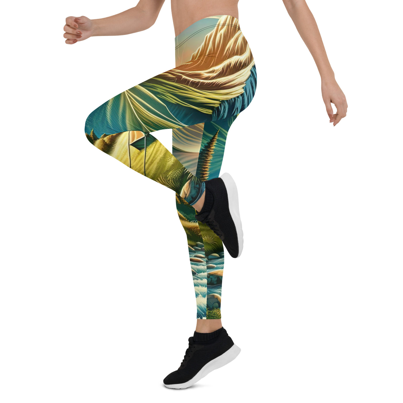 Zelt im Alpenmorgen mit goldenem Licht, Schneebergen und unberührten Seen - Leggings (All-Over Print) berge xxx yyy zzz