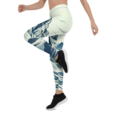 Ausgedehnte Bergkette mit dominierendem Gipfel und wehender Schweizer Flagge - Leggings (All-Over Print) berge xxx yyy zzz