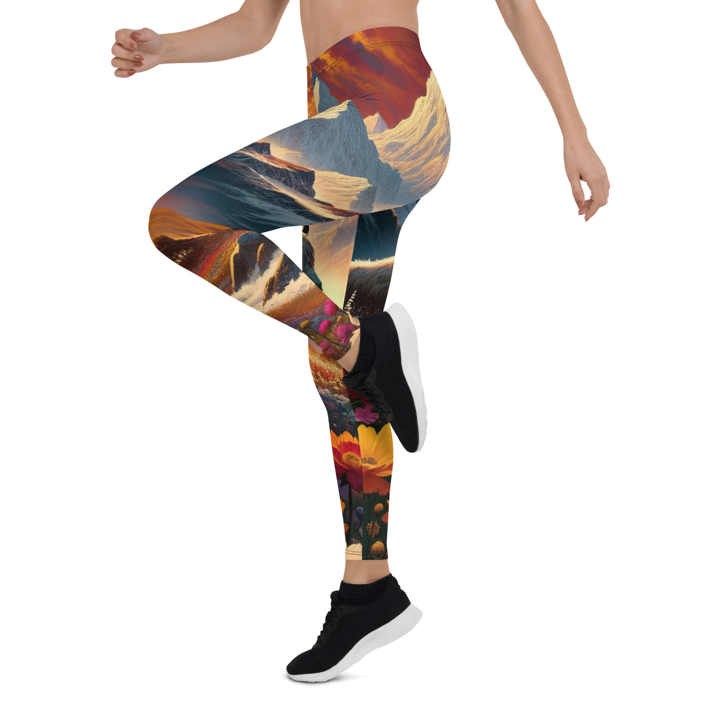 Magischer Alpenabend mit Hochlandkuh und goldener Sonnenkulisse - Leggings (All-Over Print) berge xxx yyy zzz