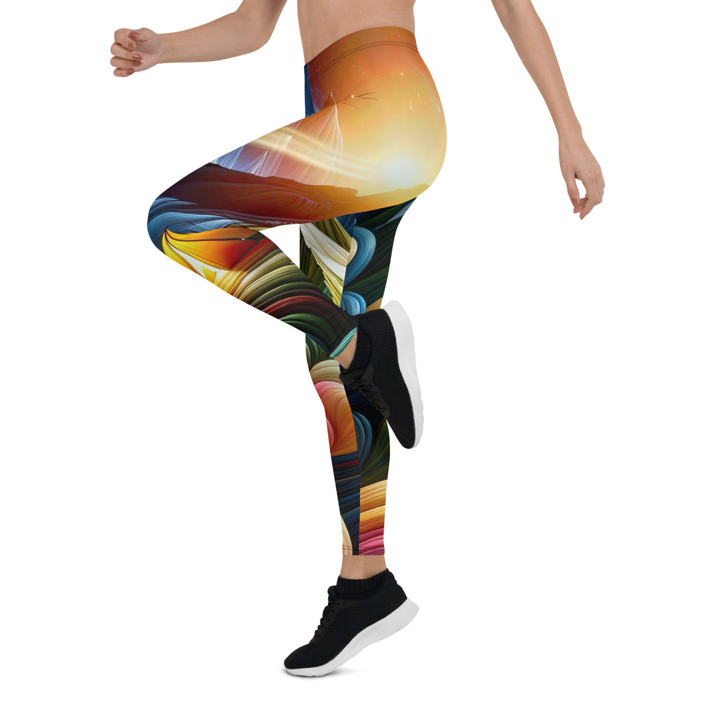 Abstrakte Bergwelt in lebendigen Farben mit Zelt - Leggings (All-Over Print) camping xxx yyy zzz