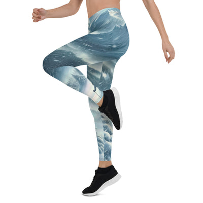 Alpine Wildnis im Wintersturm mit Skifahrer, verschneite Landschaft - Leggings (All-Over Print) klettern ski xxx yyy zzz