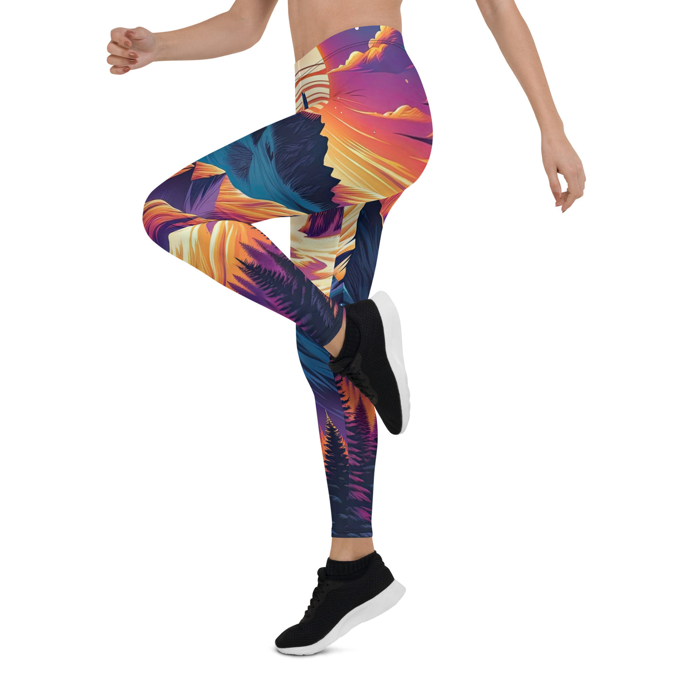 Lebendiger Alpen-Sonnenuntergang, schneebedeckte Gipfel in warmen Tönen - Leggings (All-Over Print) berge xxx yyy zzz