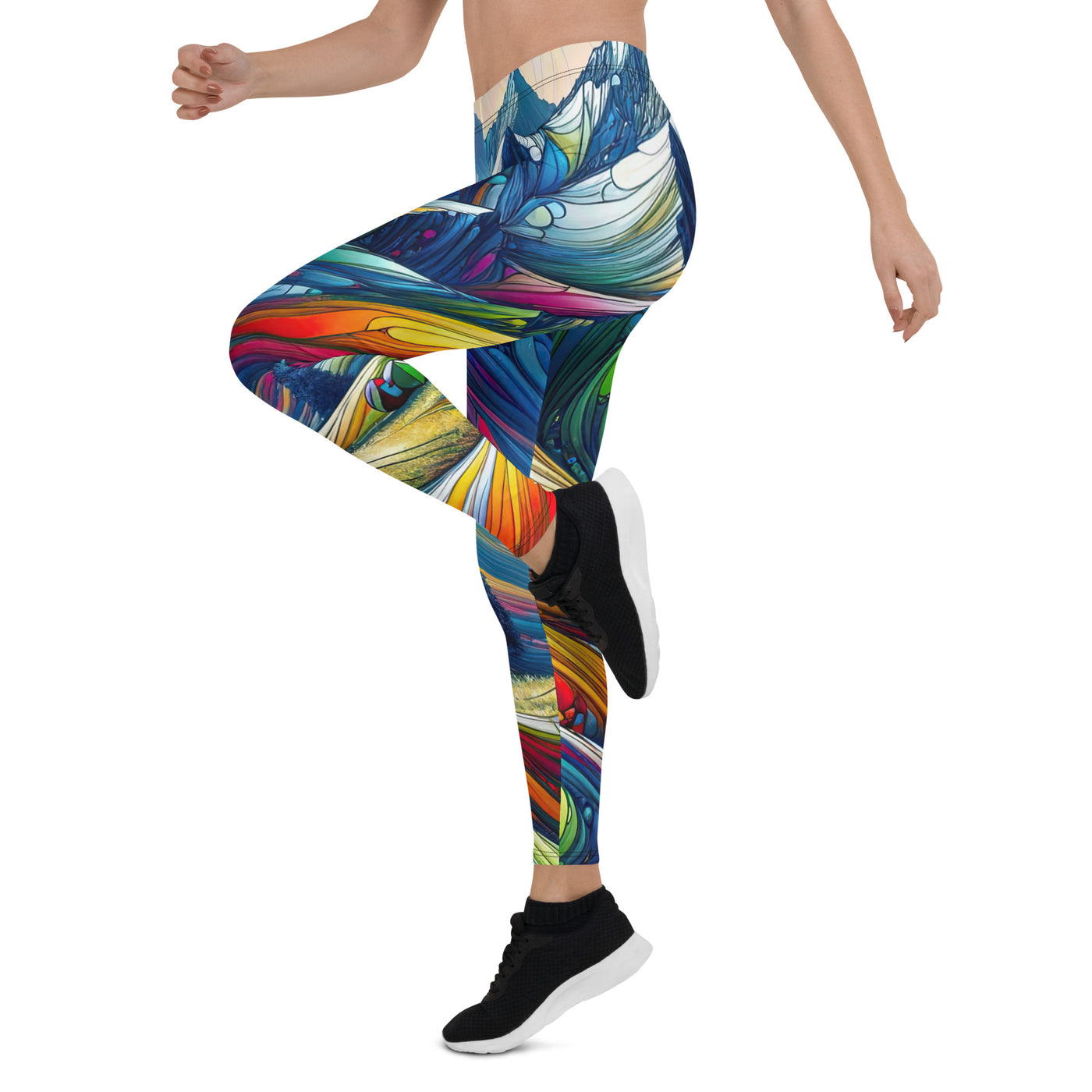 Surreale Alpen in abstrakten Farben, dynamische Formen der Landschaft - Leggings (All-Over Print) camping xxx yyy zzz